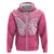 New Zealand Breast Cancer Awareness Zip Hoodie Maori Butterfly Pink Ribbon - Polynesian Pride