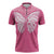 New Zealand Breast Cancer Awareness Zipper Polo Shirt Maori Butterfly Pink Ribbon - Polynesian Pride