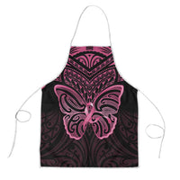 New Zealand Breast Cancer Awareness Apron Maori Butterfly Pink Ribbon Black Version - Polynesian Pride