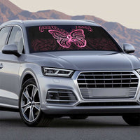 New Zealand Breast Cancer Awareness Auto Sun Shade Maori Butterfly Pink Ribbon Black Version - Polynesian Pride