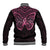 New Zealand Breast Cancer Awareness Baseball Jacket Maori Butterfly Pink Ribbon Black Version - Polynesian Pride