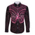 New Zealand Breast Cancer Awareness Family Matching Long Sleeve Bodycon Dress and Hawaiian Shirt Maori Butterfly Pink Ribbon Black Version - Polynesian Pride