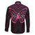 New Zealand Breast Cancer Awareness Family Matching Off The Shoulder Long Sleeve Dress and Hawaiian Shirt Maori Butterfly Pink Ribbon Black Version - Polynesian Pride