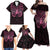 New Zealand Breast Cancer Awareness Family Matching Off Shoulder Maxi Dress and Hawaiian Shirt Maori Butterfly Pink Ribbon Black Version - Polynesian Pride