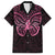 New Zealand Breast Cancer Awareness Family Matching Off Shoulder Short Dress and Hawaiian Shirt Maori Butterfly Pink Ribbon Black Version - Polynesian Pride