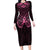 New Zealand Breast Cancer Awareness Long Sleeve Bodycon Dress Maori Butterfly Pink Ribbon Black Version - Polynesian Pride
