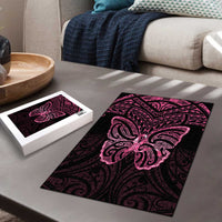 New Zealand Breast Cancer Awareness Puzzle Maori Butterfly Pink Ribbon Black Version - Polynesian Pride