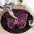 New Zealand Breast Cancer Awareness Round Carpet Maori Butterfly Pink Ribbon Black Version - Polynesian Pride