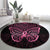 New Zealand Breast Cancer Awareness Round Carpet Maori Butterfly Pink Ribbon Black Version - Polynesian Pride