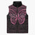 New Zealand Breast Cancer Awareness Sleeveless Puffer Jacket Maori Butterfly Pink Ribbon Black Version - Polynesian Pride