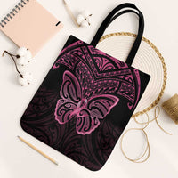 New Zealand Breast Cancer Awareness Tote Bag Maori Butterfly Pink Ribbon Black Version - Polynesian Pride