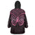 New Zealand Breast Cancer Awareness Wearable Blanket Hoodie Maori Butterfly Pink Ribbon Black Version - Polynesian Pride