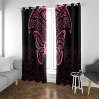 New Zealand Breast Cancer Awareness Window Curtain Maori Butterfly Pink Ribbon Black Version - Polynesian Pride