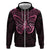 New Zealand Breast Cancer Awareness Zip Hoodie Maori Butterfly Pink Ribbon Black Version - Polynesian Pride