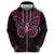 New Zealand Breast Cancer Awareness Zip Hoodie Maori Butterfly Pink Ribbon Black Version - Polynesian Pride