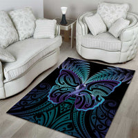 Suicide Prevention New Zealand Area Rug Aotearoa Maori Butterfly Mix Silver Fern - Polynesian Pride
