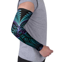 Suicide Prevention New Zealand Arm Sleeves Aotearoa Maori Butterfly Mix Silver Fern - Polynesian Pride