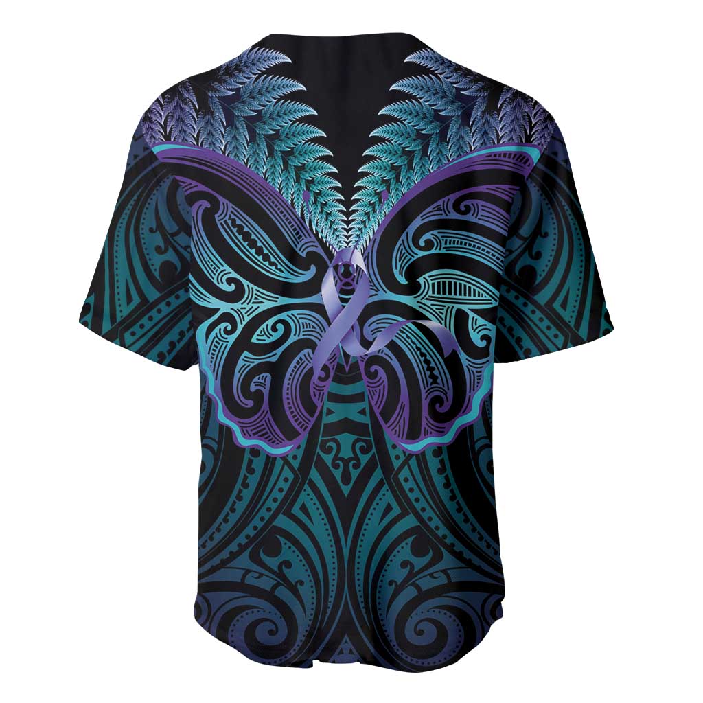 Suicide Prevention New Zealand Baseball Jersey Aotearoa Maori Butterfly Mix Silver Fern - Polynesian Pride