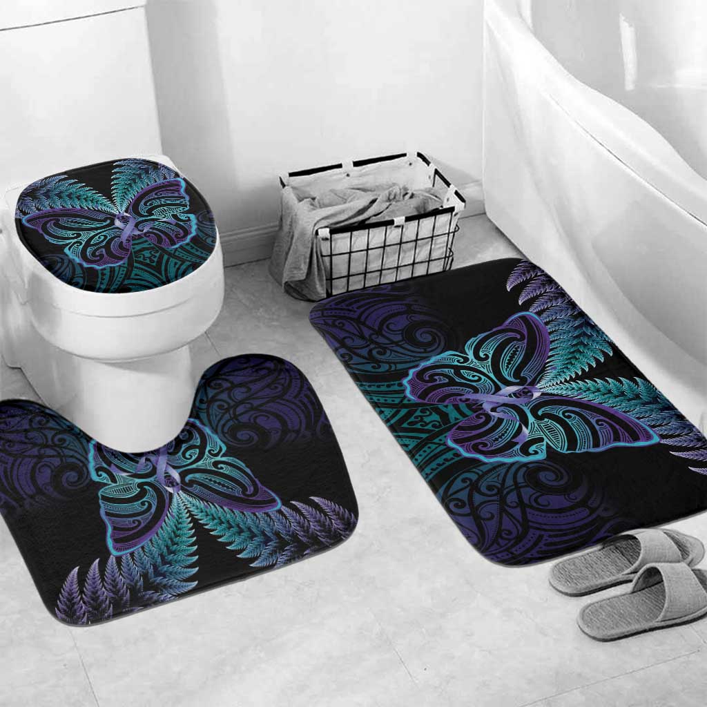 Suicide Prevention New Zealand Bathroom Set Aotearoa Maori Butterfly Mix Silver Fern - Polynesian Pride