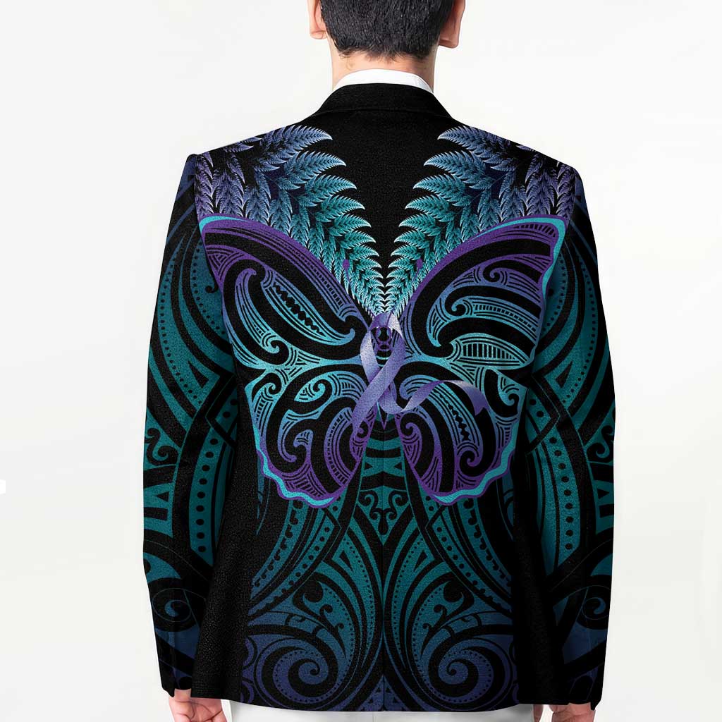 Suicide Prevention New Zealand Blazer Aotearoa Maori Butterfly Mix Silver Fern - Polynesian Pride