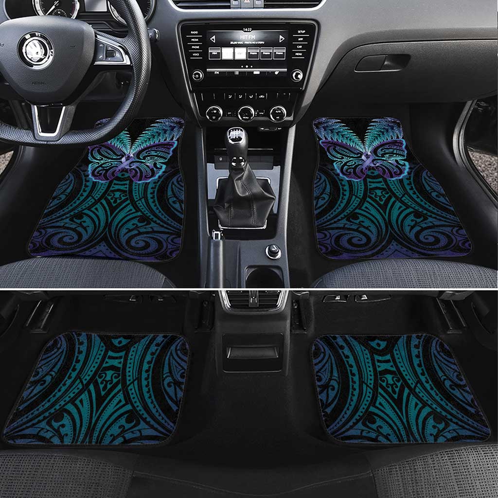 Suicide Prevention New Zealand Car Mats Aotearoa Maori Butterfly Mix Silver Fern - Polynesian Pride