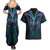 Suicide Prevention New Zealand Couples Matching Summer Maxi Dress and Hawaiian Shirt Aotearoa Maori Butterfly Mix Silver Fern - Polynesian Pride