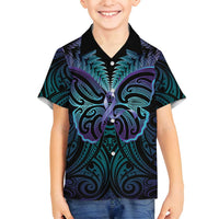 Suicide Prevention New Zealand Family Matching Summer Maxi Dress and Hawaiian Shirt Aotearoa Maori Butterfly Mix Silver Fern - Polynesian Pride