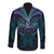 Suicide Prevention New Zealand Long Sleeve Button Shirt Aotearoa Maori Butterfly Mix Silver Fern - Polynesian Pride