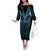 Suicide Prevention New Zealand Off The Shoulder Long Sleeve Dress Aotearoa Maori Butterfly Mix Silver Fern - Polynesian Pride