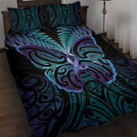 Suicide Prevention New Zealand Quilt Bed Set Aotearoa Maori Butterfly Mix Silver Fern - Polynesian Pride