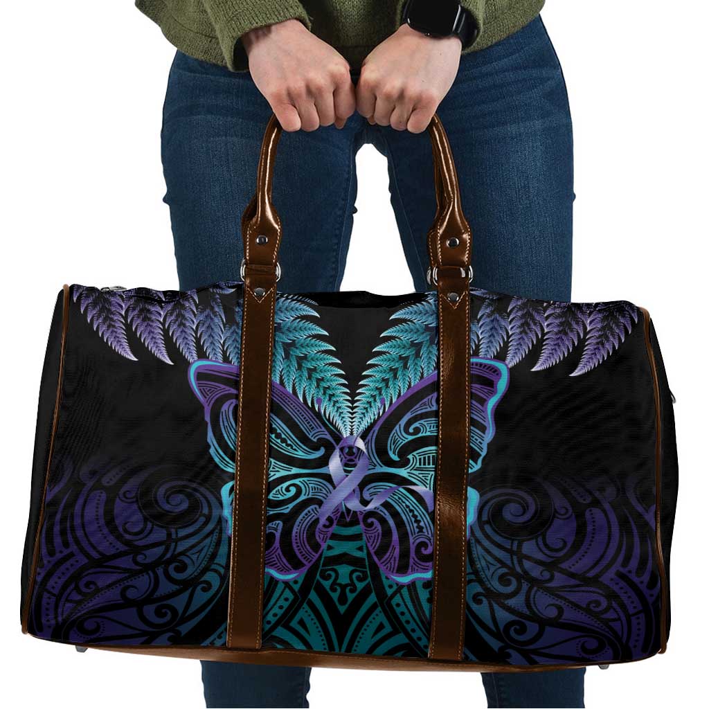 Suicide Prevention New Zealand Travel Bag Aotearoa Maori Butterfly Mix Silver Fern - Polynesian Pride