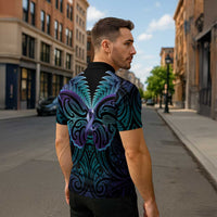 Suicide Prevention New Zealand Zipper Polo Shirt Aotearoa Maori Butterfly Mix Silver Fern - Polynesian Pride