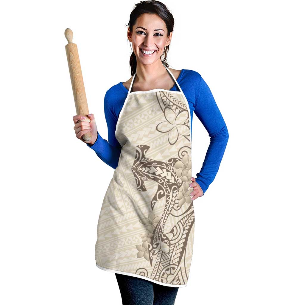 Beige Hawaii Apron Hammerhead Shark Tattoo Curve Polynesian - Polynesian Pride