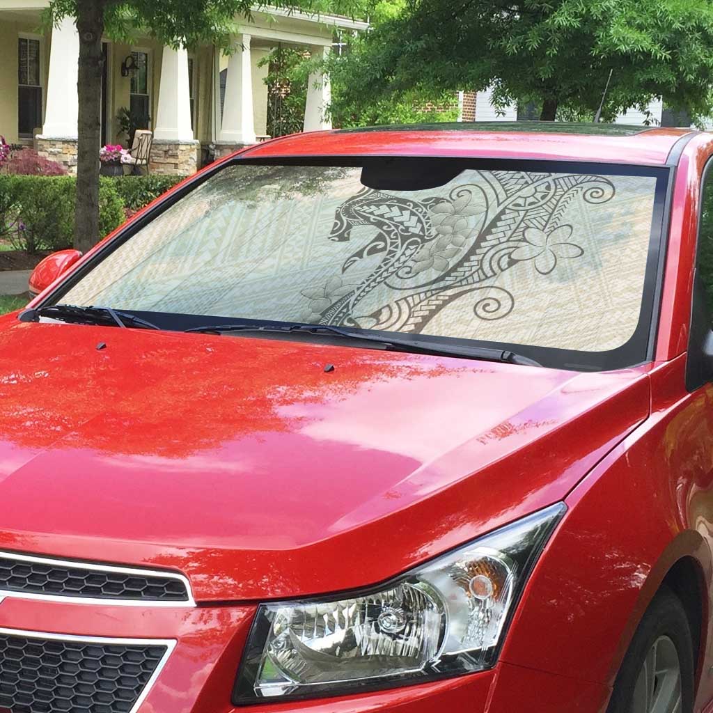 Beige Hawaii Auto Sun Shade Hammerhead Shark Tattoo Curve Polynesian - Polynesian Pride