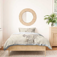 Beige Hawaii Bedding Set Hammerhead Shark Tattoo Curve Polynesian - Polynesian Pride