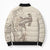 Beige Hawaii Bomber Puffer Jacket Hammerhead Shark Tattoo Curve Polynesian - Polynesian Pride
