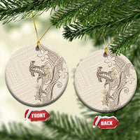 Beige Hawaii Ceramic Ornament Hammerhead Shark Tattoo Curve Polynesian - Polynesian Pride