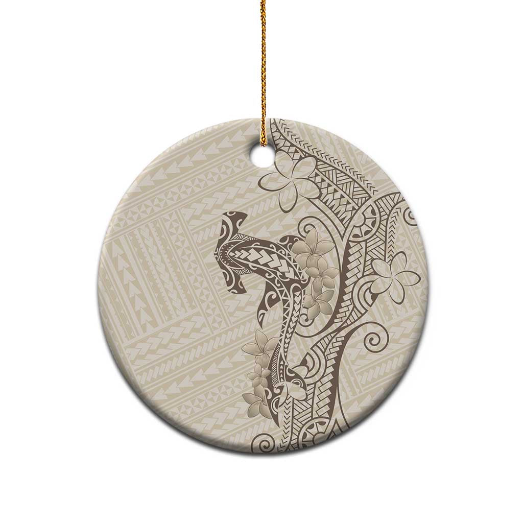 Beige Hawaii Ceramic Ornament Hammerhead Shark Tattoo Curve Polynesian - Polynesian Pride