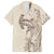 Beige Hawaii Family Matching Long Sleeve Bodycon Dress and Hawaiian Shirt Hammerhead Shark Tattoo Curve Polynesian - Polynesian Pride
