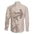 Beige Hawaii Family Matching Long Sleeve Bodycon Dress and Hawaiian Shirt Hammerhead Shark Tattoo Curve Polynesian - Polynesian Pride