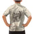Beige Hawaii Family Matching Mermaid Dress and Hawaiian Shirt Hammerhead Shark Tattoo Curve Polynesian - Polynesian Pride