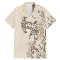 Beige Hawaii Family Matching Mermaid Dress and Hawaiian Shirt Hammerhead Shark Tattoo Curve Polynesian LT14 Dad's Shirt - Short Sleeve Beige - Polynesian Pride