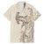 Beige Hawaii Family Matching Mermaid Dress and Hawaiian Shirt Hammerhead Shark Tattoo Curve Polynesian - Polynesian Pride