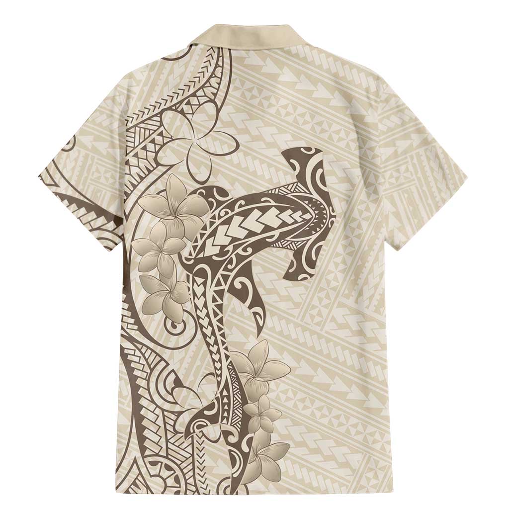 Beige Hawaii Family Matching Mermaid Dress and Hawaiian Shirt Hammerhead Shark Tattoo Curve Polynesian LT14 - Polynesian Pride