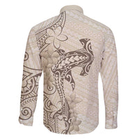 Beige Hawaii Family Matching Mermaid Dress and Hawaiian Shirt Hammerhead Shark Tattoo Curve Polynesian LT14 - Polynesian Pride
