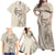 Beige Hawaii Family Matching Off Shoulder Maxi Dress and Hawaiian Shirt Hammerhead Shark Tattoo Curve Polynesian - Polynesian Pride