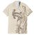 Beige Hawaii Family Matching Short Sleeve Bodycon Dress and Hawaiian Shirt Hammerhead Shark Tattoo Curve Polynesian - Polynesian Pride