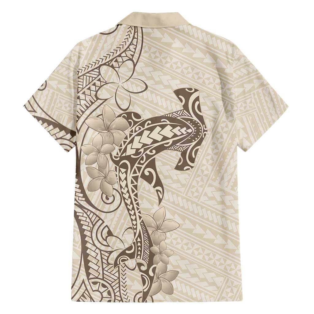 Beige Hawaii Family Matching Tank Maxi Dress and Hawaiian Shirt Hammerhead Shark Tattoo Curve Polynesian - Polynesian Pride