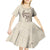 Beige Hawaii Kid Short Sleeve Dress Hammerhead Shark Tattoo Curve Polynesian - Polynesian Pride