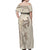 Beige Hawaii Off Shoulder Maxi Dress Hammerhead Shark Tattoo Curve Polynesian - Polynesian Pride